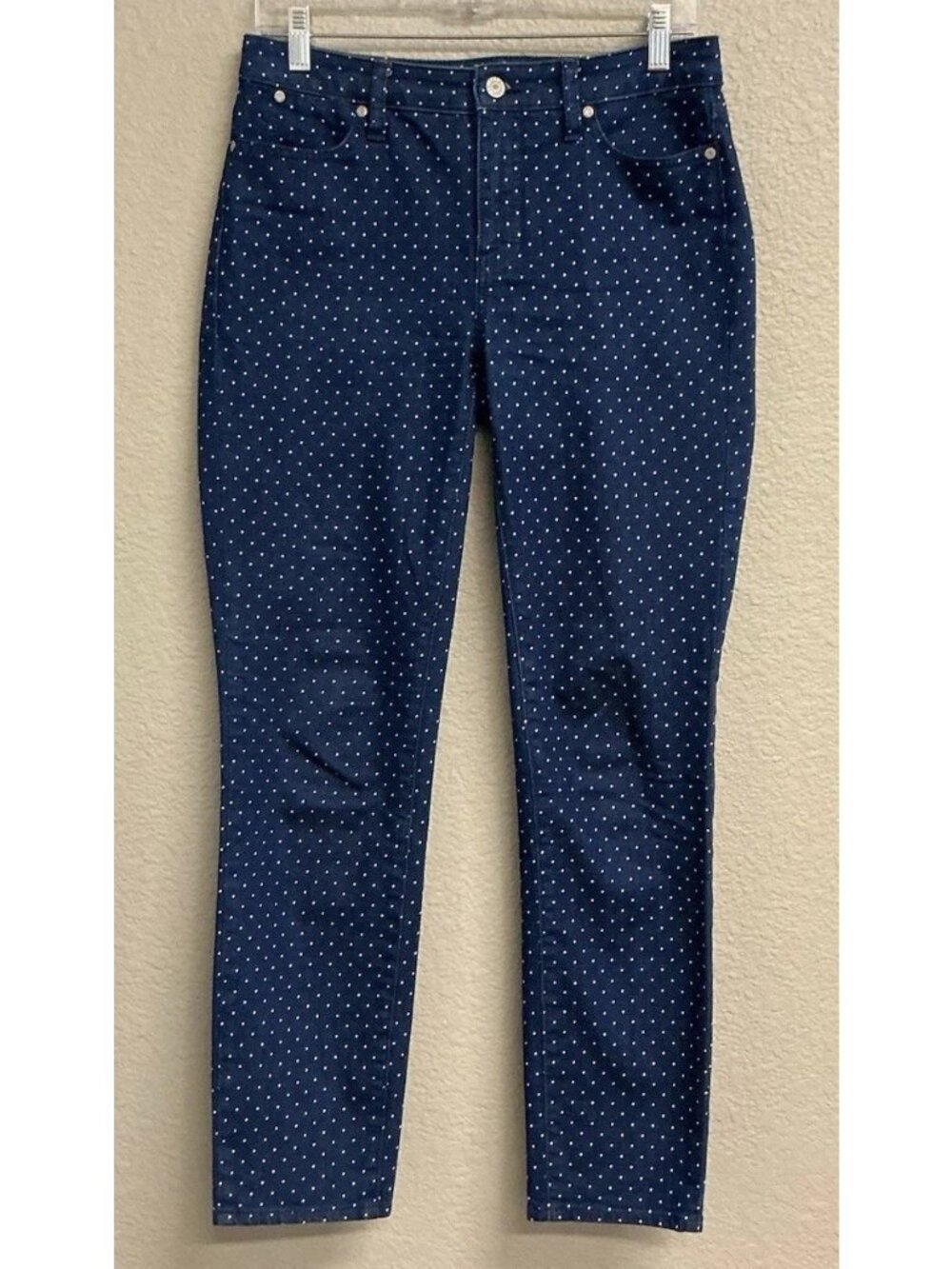 Talbots Stretch Blue Jeans Polka Dot Slim Ankle Pants Women’s Size 2